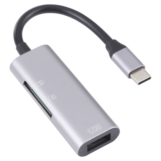 NK-3040 3 in 1 USB-C / Type-C Male to USB Female + SD / TF Card Slots Adapter SD / TF Card Reader