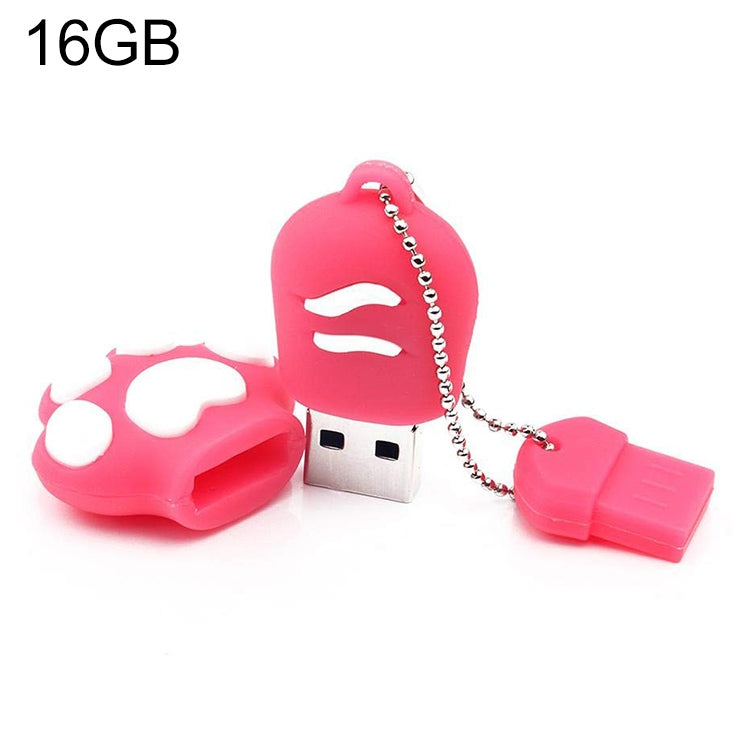 16GB Bear Paw Shaped Silicone USB 2.0 Flash Disk with Anti Dust Cup