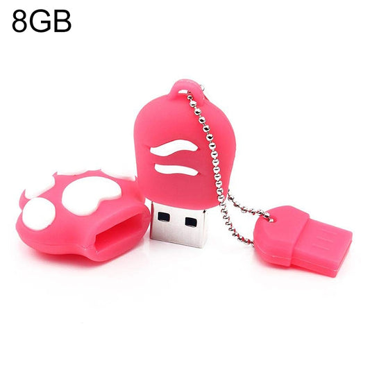 8GB Bear Paw Shaped Silicone USB 2.0 Flash Disk with Anti Dust Cup