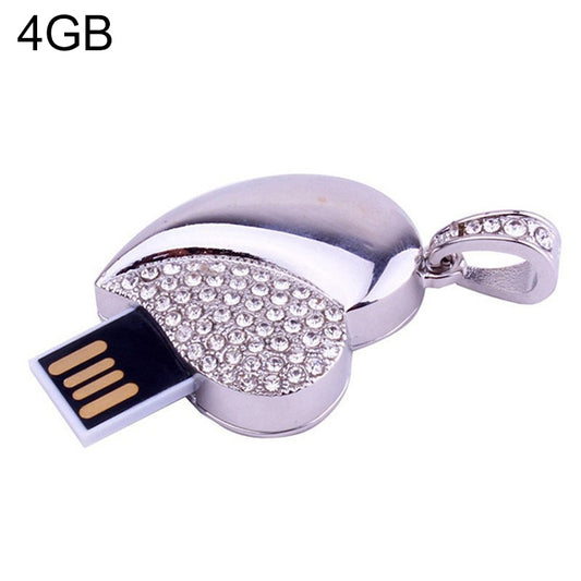 Silver Heart Shaped Diamond Jewelry USB Flash Disk, Special for Valentines Day Gifts