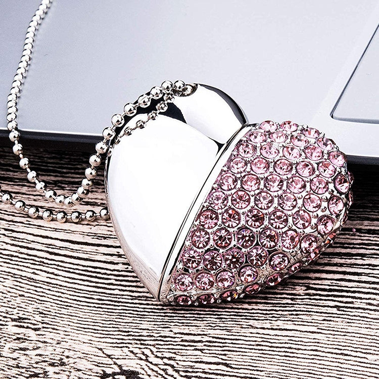 Heart Shaped Diamond Jewelry USB Flash Disk, Special for Valentines Day Gifts