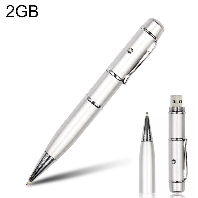 3 in 1 Laser Pen Style USB Flash Disk, Silver (2GB)