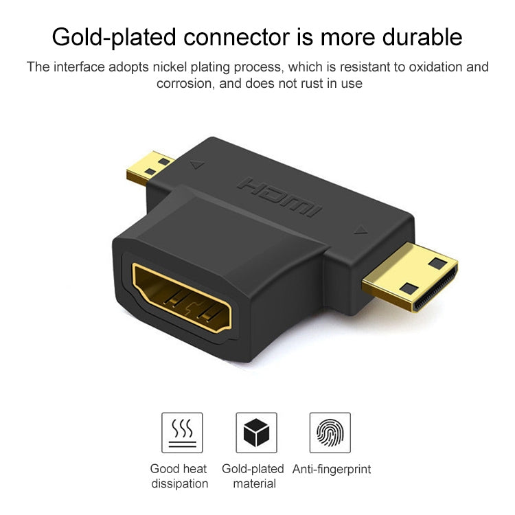 3 in 1 HDMI Female to Mini HDMI Male + Micro HDMI Male Adapter