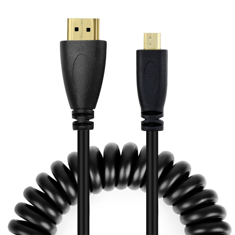 1.4 Version, Gold Plated Micro HDMI Male to HDMI Male Coiled Cable, Support 3D / Ethernet, Length: 60cm (can be extended up to 2m)