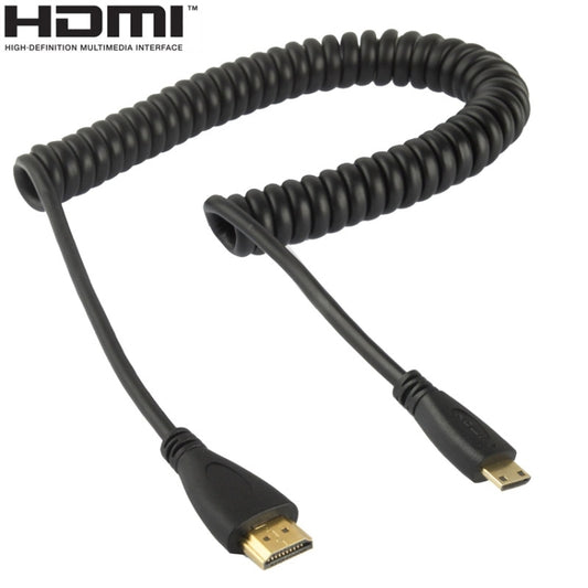 1.4 Version, Gold Plated Mini HDMI Male to HDMI Male Coiled Cable, Support 3D / Ethernet, Length: 60cm (can be extended up to 2m)