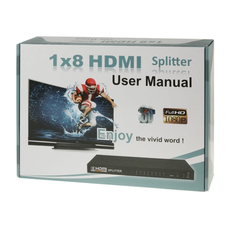 V1.4 Full HD 1080P 1 x 8 HDMI Amplifier Splitter, Support 3D