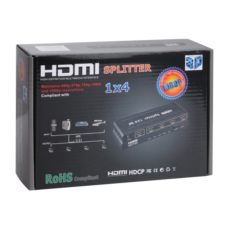 1080P 1x4 HDMI Splitter, 1.4 Version, EU Plug