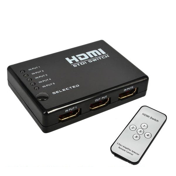 5 Ports 1080P HDMI Switch with Remote Controller, Support HDTV