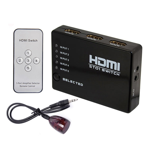 5 Ports 1080P HDMI Switch with Remote Controller, Support HDTV