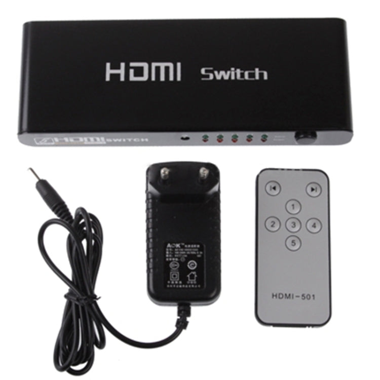 5 Ports Full HD 1080P HDMI Switch with Switch & Remote Controller, 1.3 Version (5 Ports HDMI Input, 1 Port HDMI Output)