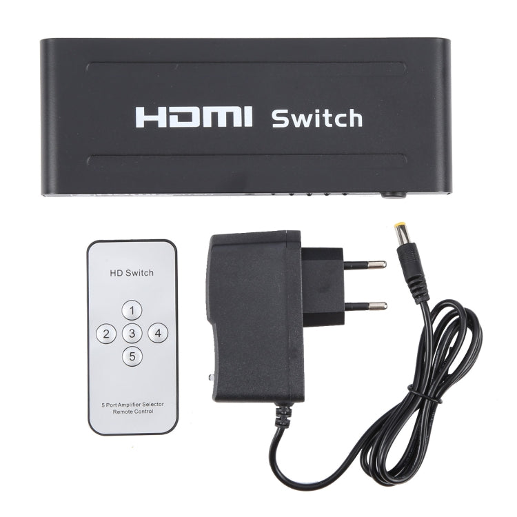 Full HD 1080P 5 Ports HDMI Switch with Remote Control & LED Indicator