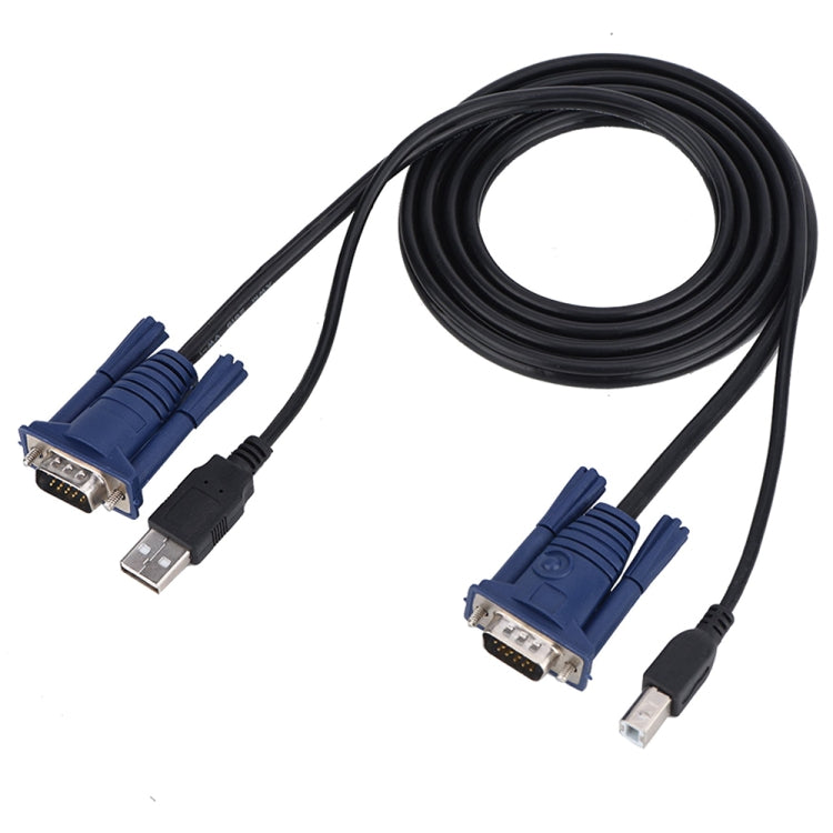 USB VGA SVGA (HDB) KVM Male Keyboard Laptop PC Monitor Cable for USB KVM Switch (For S-KVM-0104USB), Length: 1.5m