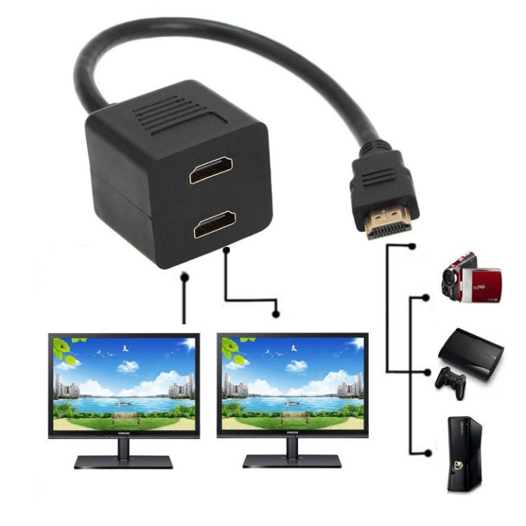 30cm HDMI Splitter Adapter Y Verteiler Stecker mit 2 Kupplung Gel (Gold Plated)