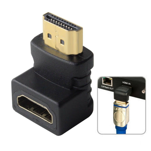 HDMI 19Pin Male to HDMI 19Pin Female 90-degree Angle Adaptor (Gold Plated)