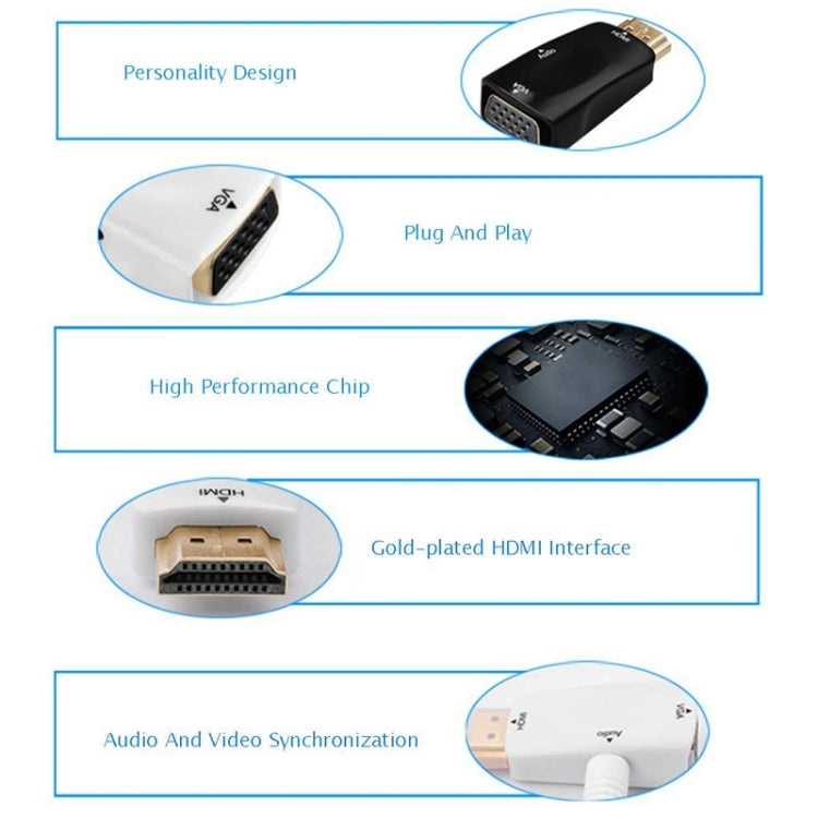 Full HD 1080P HDMI to VGA and Audio Adapter for HDTV / Monitor / Projector