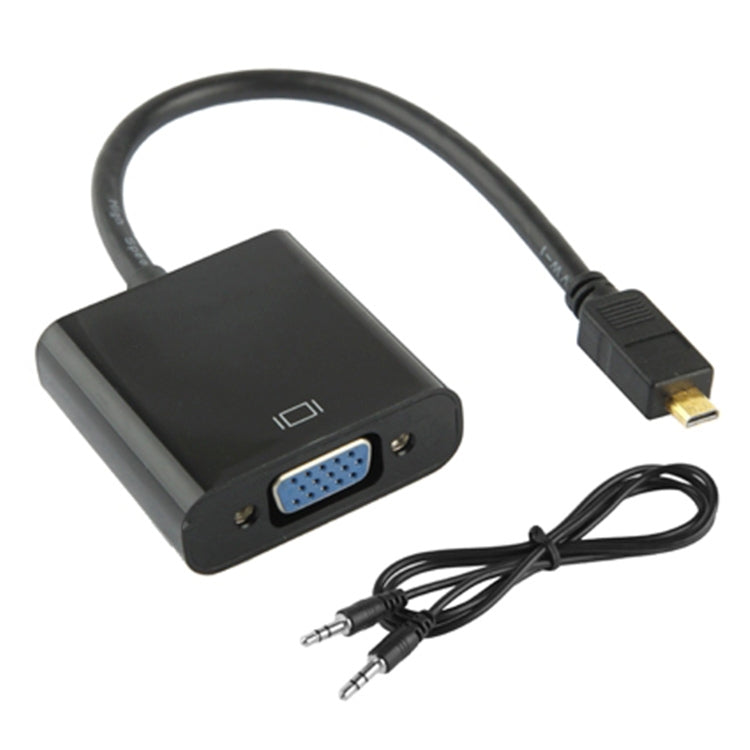 22cm Full HD 1080P Micro HDMI Male to VGA Female Video Adapter Cable with Audio Cable