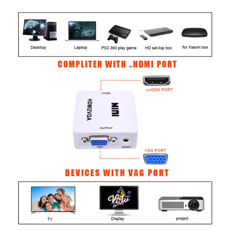 Mini HDMI to VGA Audio Converter