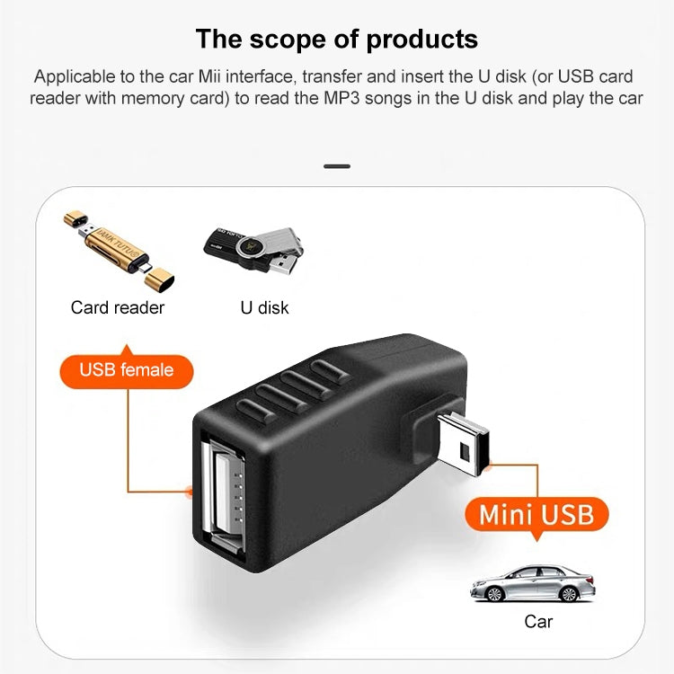 90 Degree Mini USB Male to USB 2.0 AF Adapter