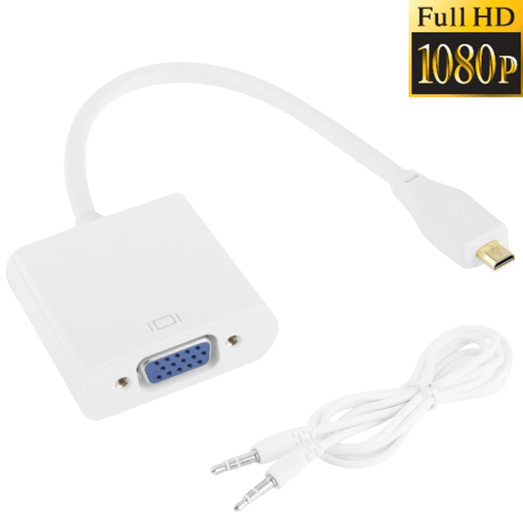 22cm Full HD 1080P Micro HDMI Male to VGA Female Video Adapter Cable with Audio Cable