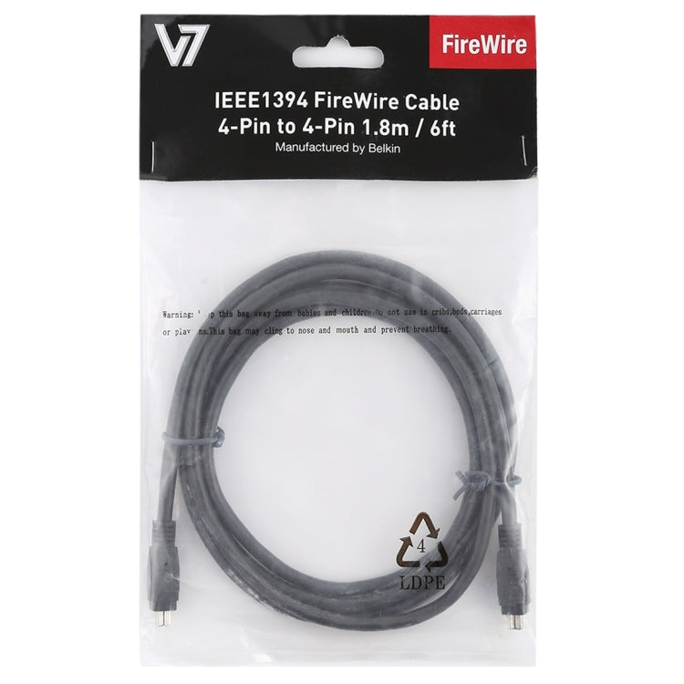 High Quality Firewire IEEE 1394 4Pin Male to 4Pin Male Cable, Length: 1.8m(Gold Plated)