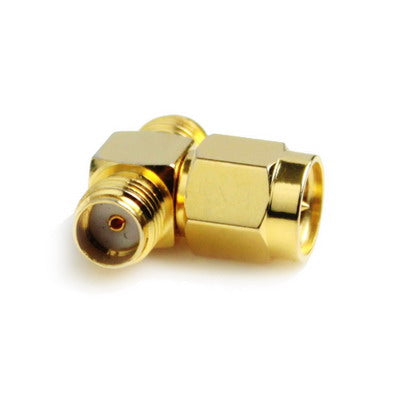 SMA Male to 2 SMA Female Adapter (T Type), Gold Plated