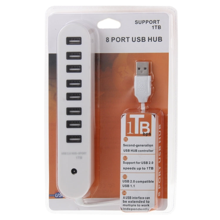 8 Ports USB 2.0 Portable Oval Hub, Length: 50cm