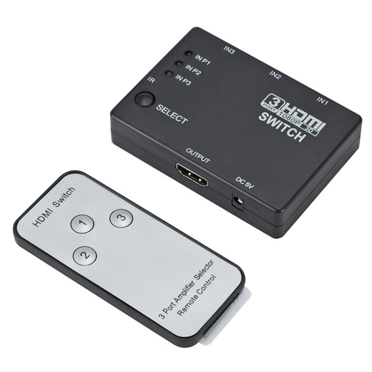 Full HD 1080P 3D HDMI 3x1 Switch with IR Remote Control