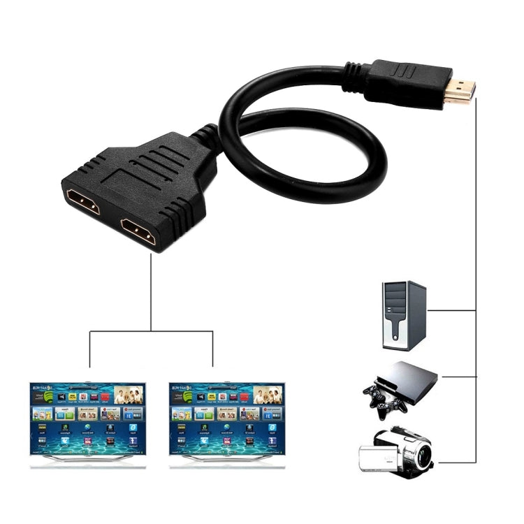 30cm 1080P HDMI Port Male to 2 Female 1 in 2 out Splitter Cable Adapter Converter