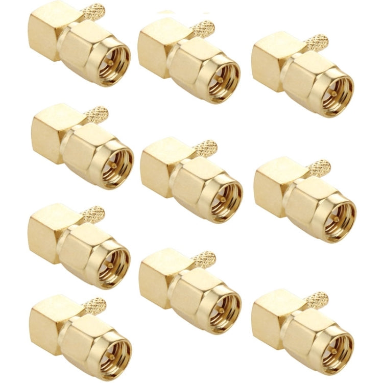 10 PCS Gold Plated Crimp SMA Male Plug 90 Degree Right Angle RF Connector Adapter for RG174 / RG316 / RG179 Cable