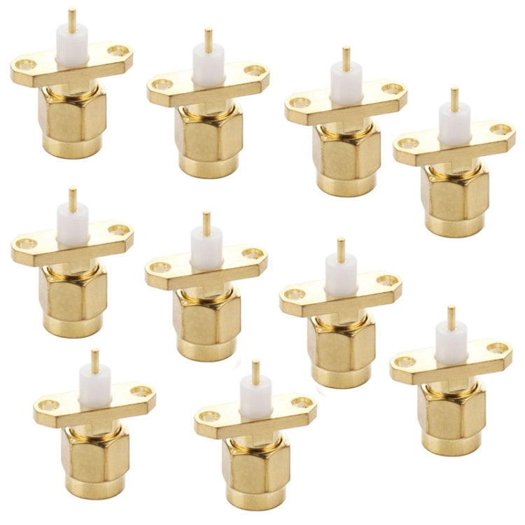 10 PCS Gold Plated SMA Male 2 Holes Panel Mount Short Dielectric Solder Connector Adapter