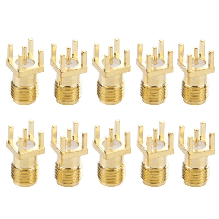 10 PCS Gold Plated SMA Female Panel Mount PCB Square Equally RF Connector Adapter