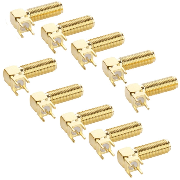 10 PCS Gold Plated SMA Female Right Angle 90 Degrees Panel PCB Mount 4.0mm Square Connector Adapter