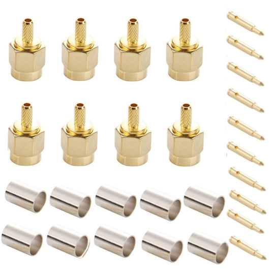 10 PCS Gold Plated Crimp SMA Male Plug Pin RF Connector Adapter for RG174 / RG316 / RG188 / RG179 Cable