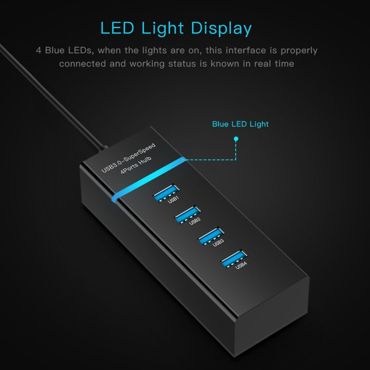 4 Ports USB 3.0 Hub Splitter with LED, Super Speed 5Gbps, BYL-P104