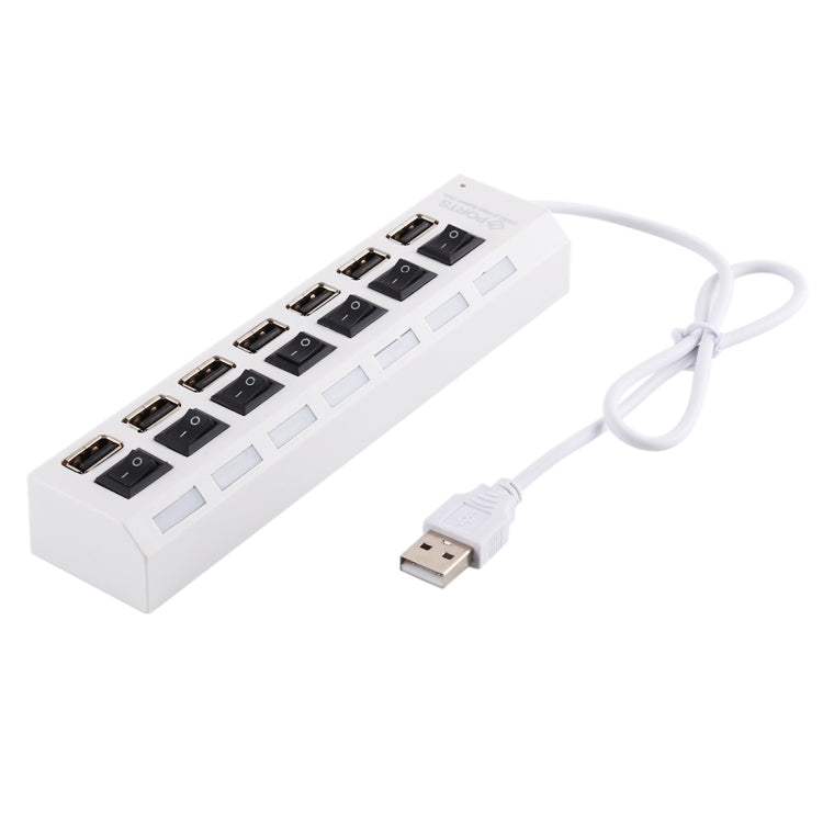 7 Ports USB Hub 2.0 USB Splitter High Speed 480Mbps with ON/OFF Switch / 7 LEDs