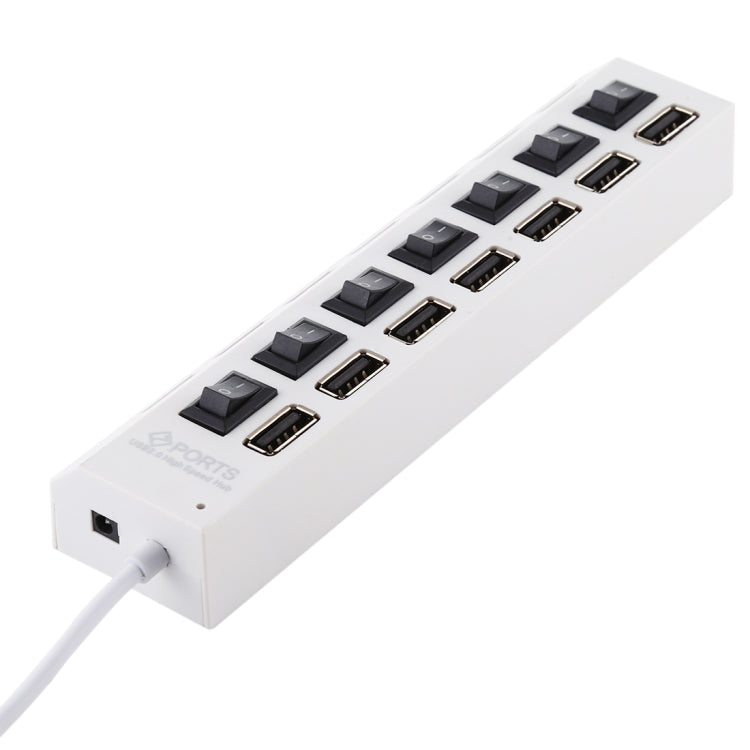 7 Ports USB Hub 2.0 USB Splitter High Speed 480Mbps with ON/OFF Switch / 7 LEDs