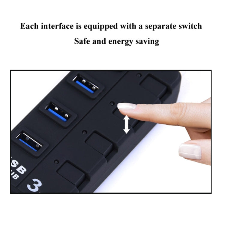 7 Ports USB 3.0 Hub with Individual Switches for each Data Transfer Ports