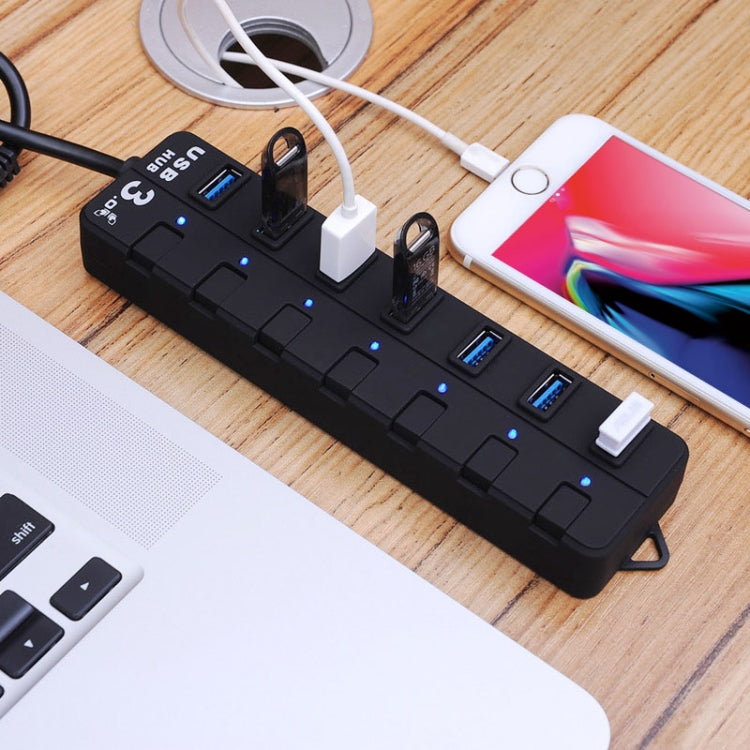 7 Ports USB 3.0 Hub with Individual Switches for each Data Transfer Ports