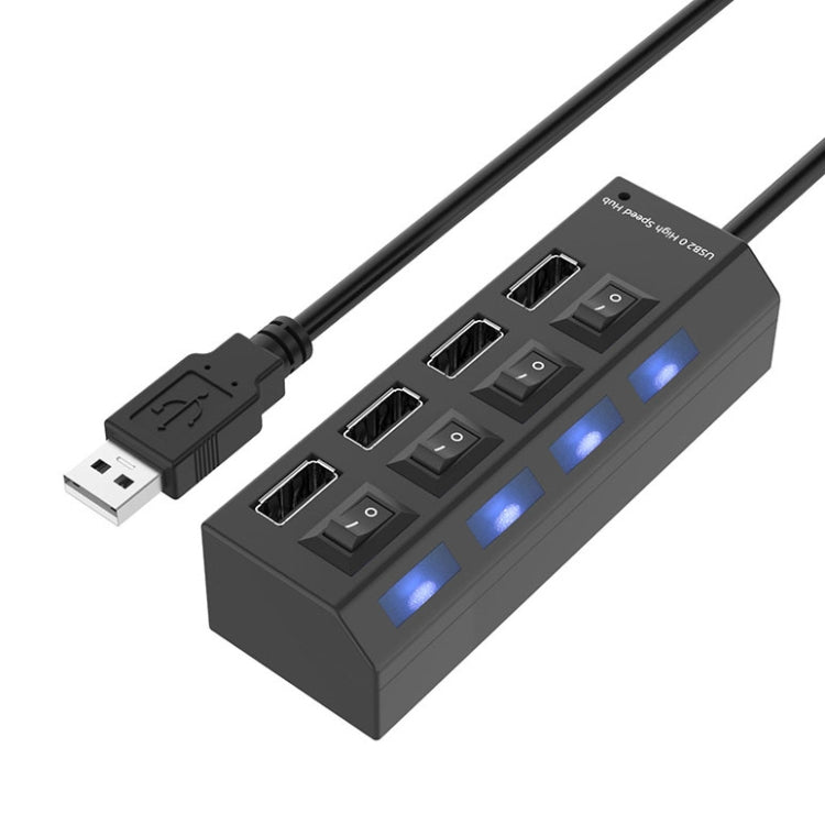 4 Ports USB Hub 2.0 USB Splitter High Speed 480Mbps with ON/OFF Switch, 4 LED