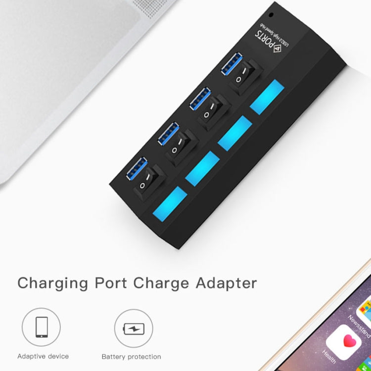 4 Ports USB 3.0 HUB, Super Speed 5Gbps, Plug and Play, Support 1TB