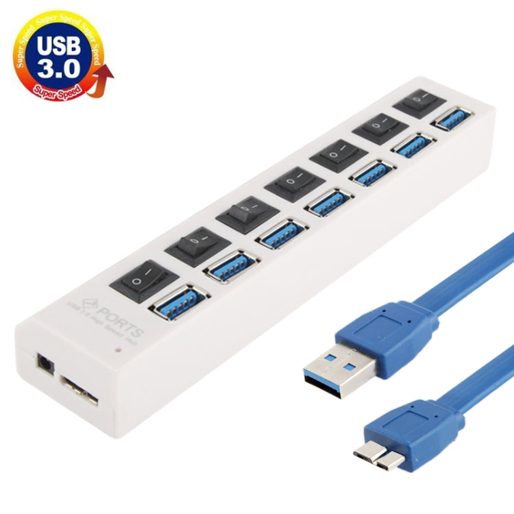 7 Ports USB 3.0 HUB, Super Speed 5Gbps, Plug and Play, Support 1TB