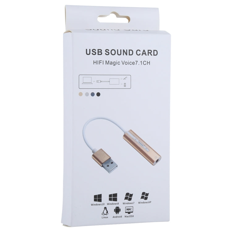 Aluminum Shell 3.5mm Jack External USB Sound Card HIFI Magic Voice 7.1 Channel Adapter Free Drive for Computer, Desktop, Speakers, Headset