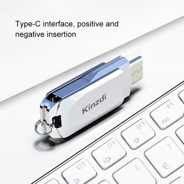 Kinzdi 128GB USB + Type-C Interface Metal Twister Flash Disk V8