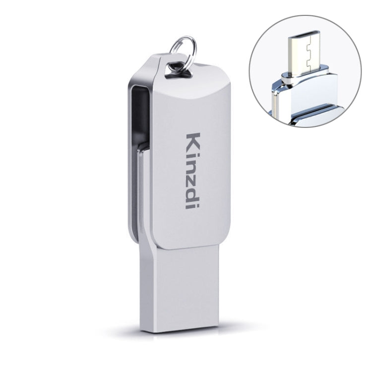 Kinzdi 32GB USB 2.0 Android Phone & Computer Dual-use Rotary Metal U Disk V8