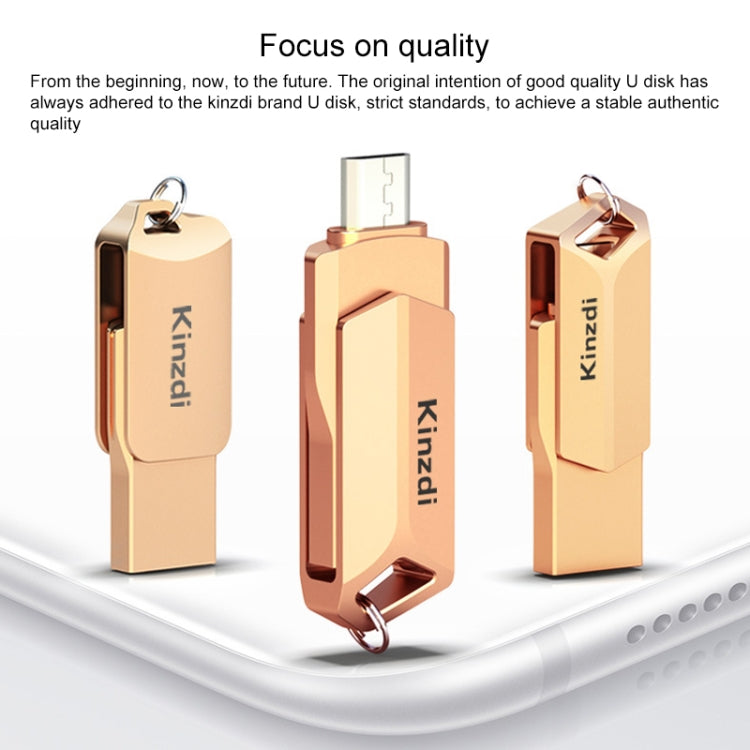 Kinzdi 32GB USB 2.0 Android Phone & Computer Dual-use Rotary Metal U Disk V8