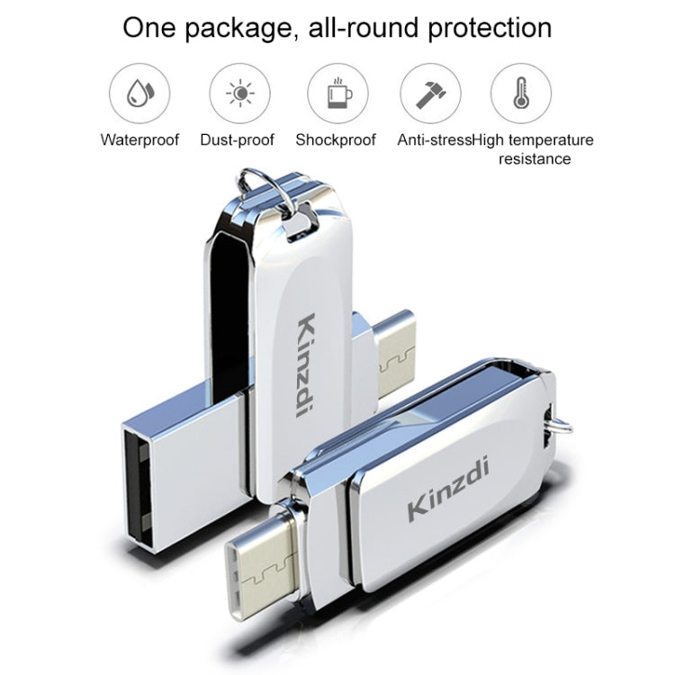 Kinzdi 64GB USB + Type-C Interface Metal Twister Flash Disk V10