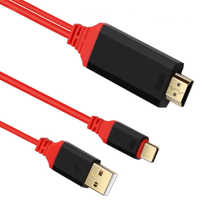 2 in 1 USB-C / Type-C + USB Power Supply Interface to 4K x 2K Ultra HD HDMI Video Cable, Length: 2m