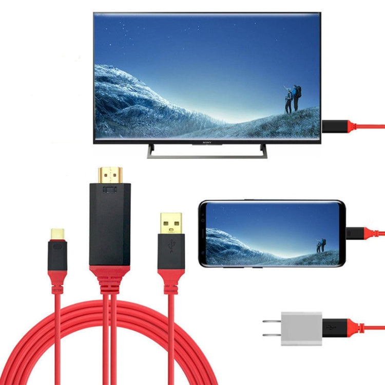 2 in 1 USB-C / Type-C + USB Power Supply Interface to 4K x 2K Ultra HD HDMI Video Cable, Length: 2m