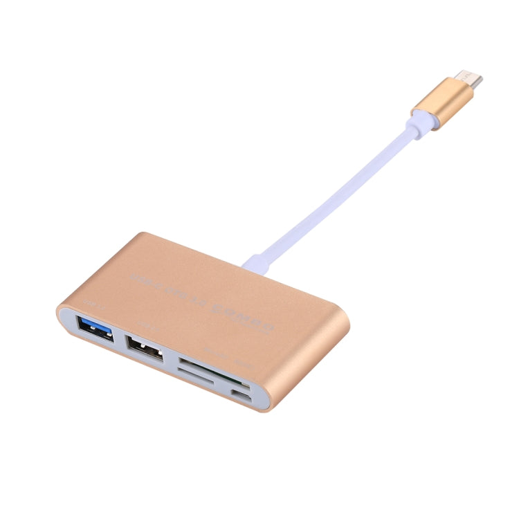 5 in 1 Micro SD + SD + USB 3.0 + USB 2.0 + Micro USB Port to USB-C / Type-C OTG COMBO Adapter Card Reader for Tablet, Smartphone, PC