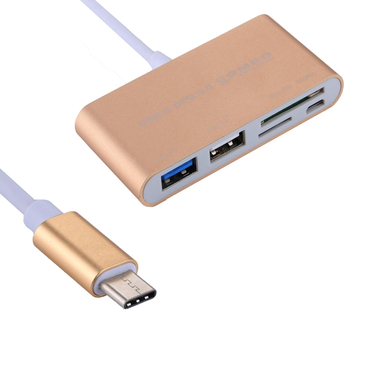 5 in 1 Micro SD + SD + USB 3.0 + USB 2.0 + Micro USB Port to USB-C / Type-C OTG COMBO Adapter Card Reader for Tablet, Smartphone, PC